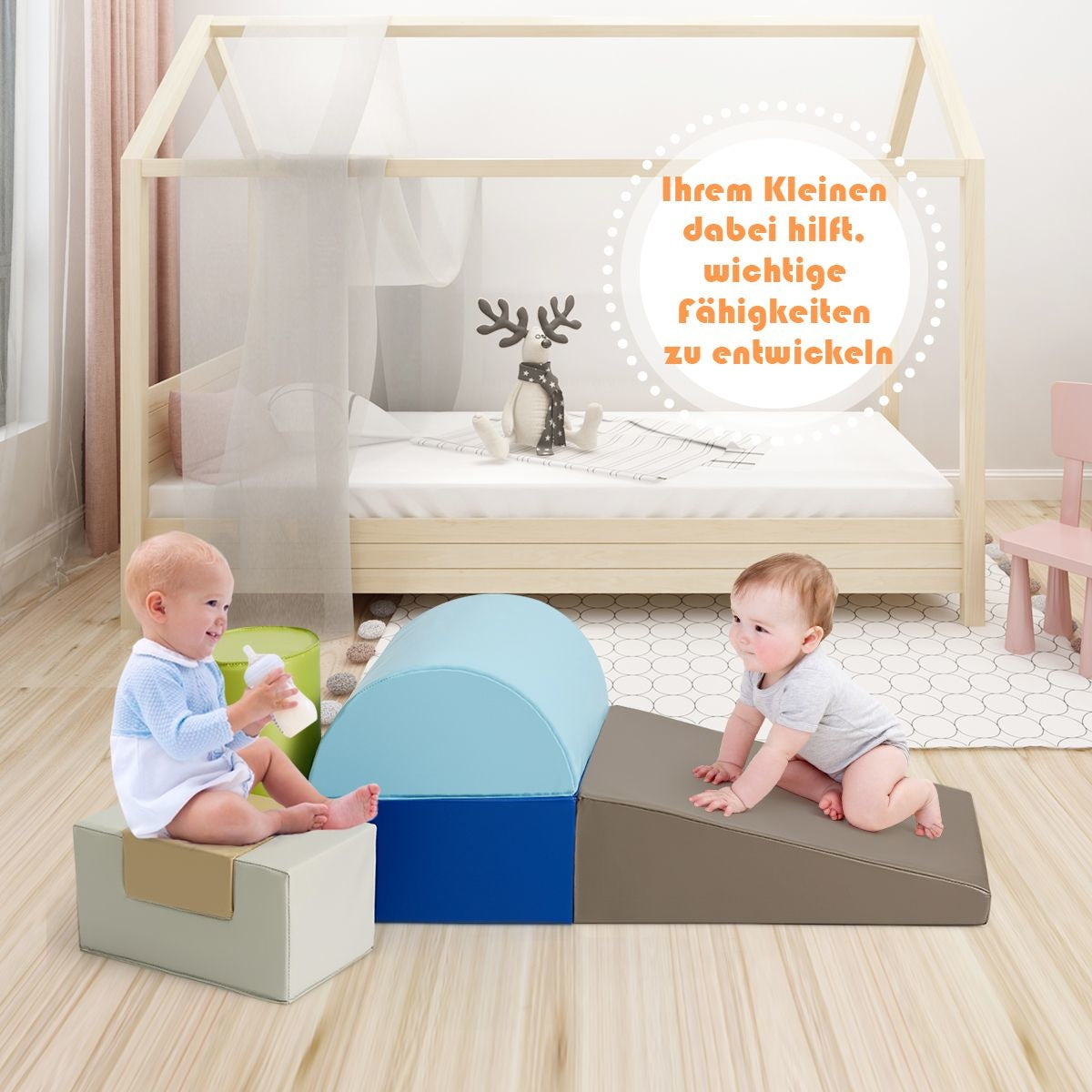Coast 6-delige zachte bouwblokken, grote bouwblokken voor kinderen, gigantische bouwblokken, bouwblokken van foam, bruin