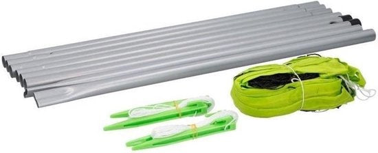 Dunlop Sportnet 609 x 220 CM - Volleybalnet - Tennisnet - Badmintonnet - Complete Set met Stokken, Net, Grondpinnen en Spanner Touwen - Multifunctioneel Inzetbaar - Groen/Zwart
