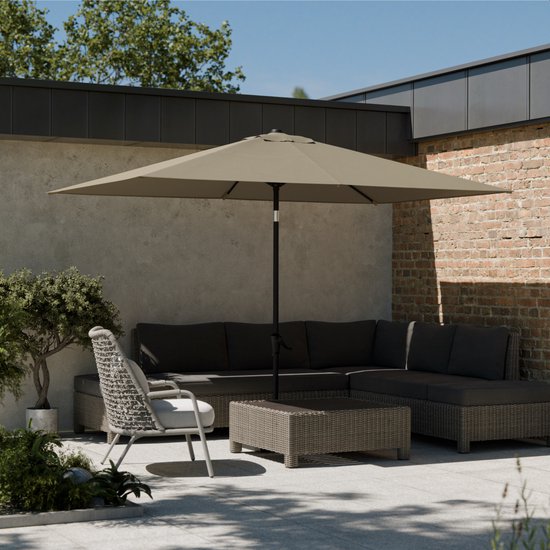 LifeGoods Parasol - Tuin - 210x140cm - 30° Kantelbaar - Waterdicht - UPF50+ - Taupe