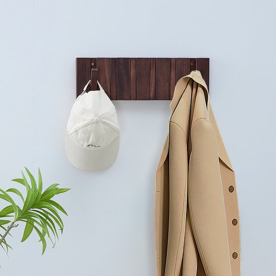 Urban State Piano kapstok - donker hout - wandkapstok - 6 haken - kapstok hangend - walnoot finish