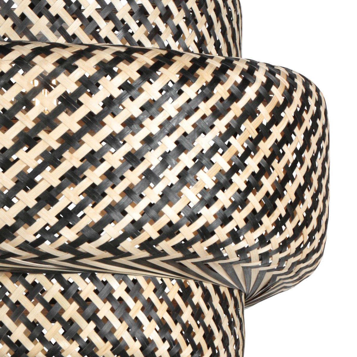 AN Lampenkap Bamboe 53 × 40 cm – Crème/Zwart