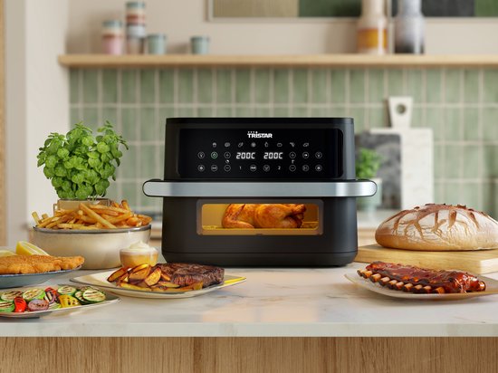 Tristar Airfryer FR-9432 - 10L - Dual Zone Flex - Kijkvenster - 8 voorprogramma's - Snackverdeler - 2800W