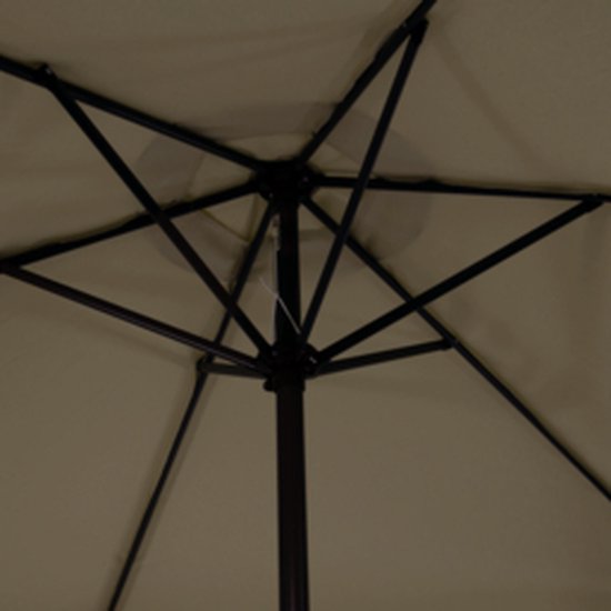 CUHOC Parasol met Volanten - Taupe Parasol - Parasol Stokparasol - 3m Parasol - Parasol met Molen - 6 Hoekige Parasol - Makkelijk in te draaien Parasol