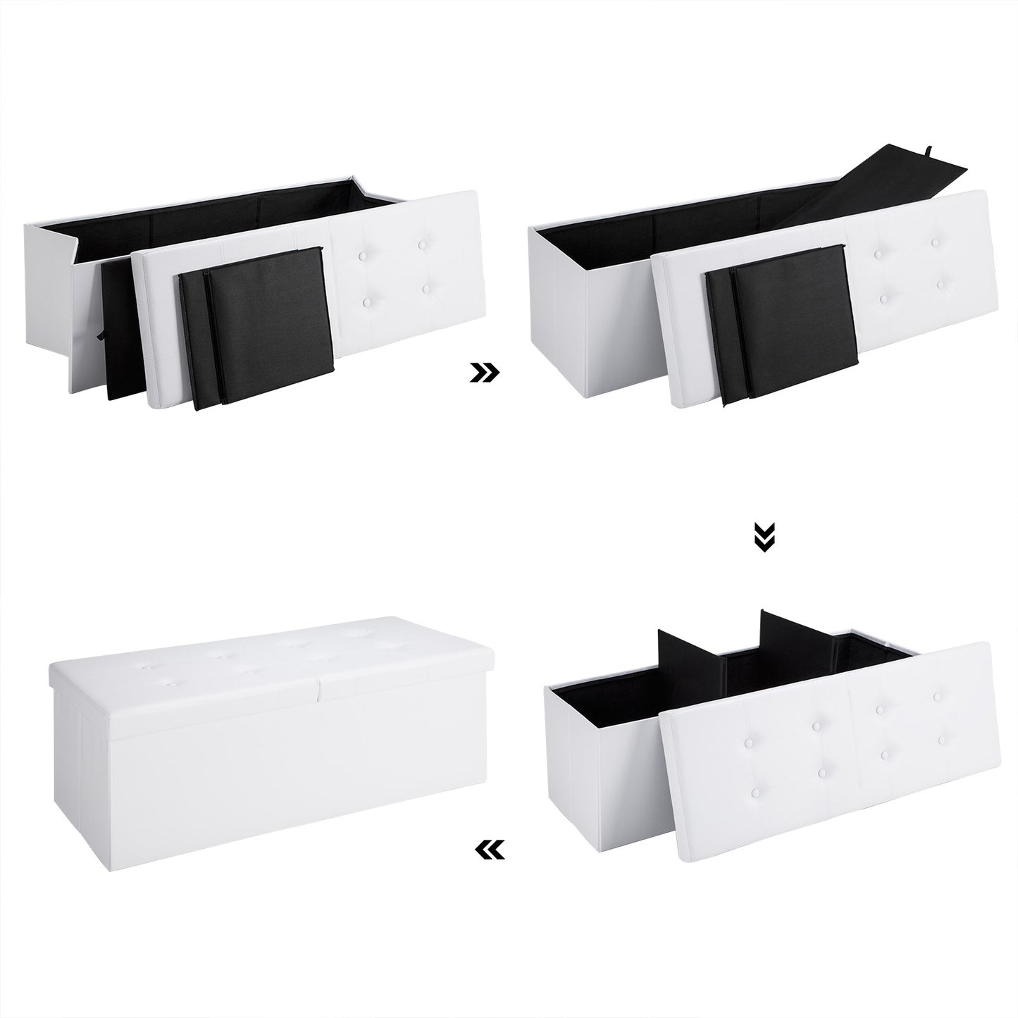 Casaria Zitbank met Opbergruimte - 115x40x40cm 130L Kunstleer – Wit
