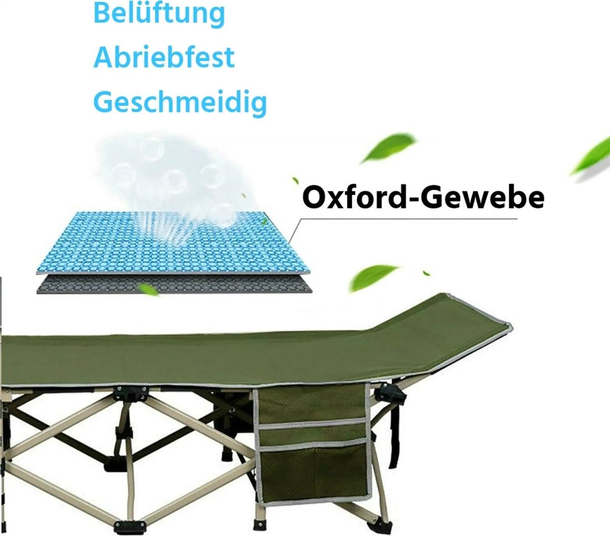 Yaheetech Opvouwbaar Veldbed & Campingbed 150 kg Draagvermogen Met Draagtas – Legergroen – Metaal En Polyester