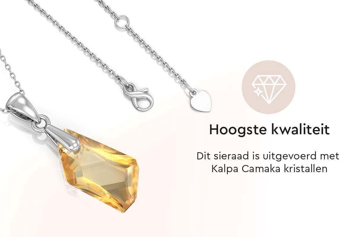 Yolora Dames Ketting met Druppel Hanger en Kalpa Camaka Kristal - Zilver kleurig - 18K Witgoud Verguld - Cadeauverpakking