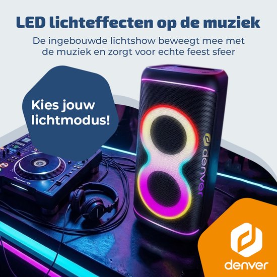 Denver Bluetooth Speaker Party box - Discolichten - Partybox - Incl Microfoon - Luidspreker - BPS370
