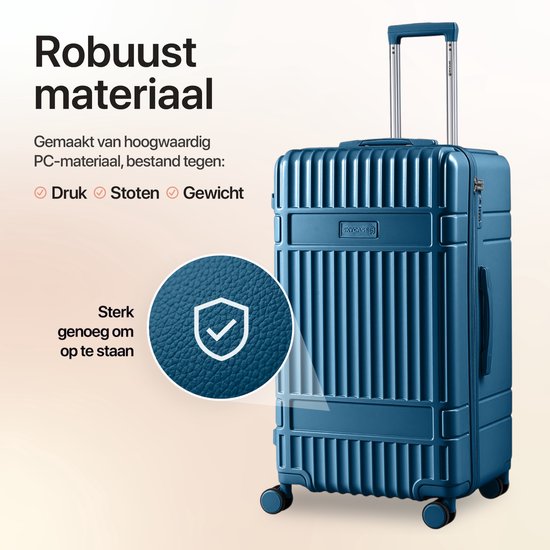 SKYCASES Trunk Reiskoffer – Classic Heritage – Extra Grote Koffer – 110L – TSA Slot – Lichtgewicht Trolley – 78x44x36 cm – Trunk Rolkoffer – Spinner Wielen – Donkerblauw