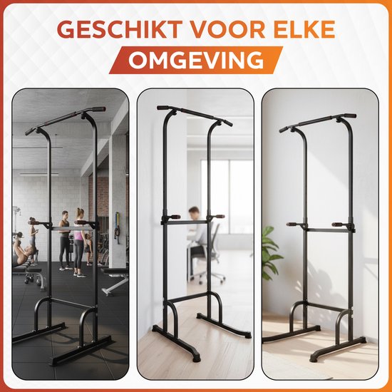 Fitby Pull Up Station - Krachtstation - Pull Up Bar - Dip Station - Optrekstang - Home gym - Fitness - Hoogte Verstelbaar - Zwart