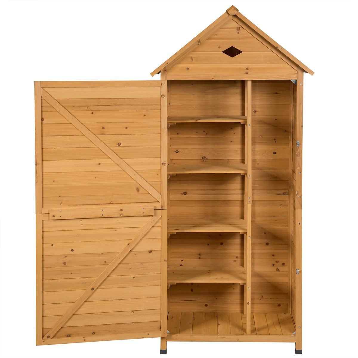 Coast Houten Tuinschuur - 5 legplanken - zadeldak - natuurlijk hout - 70 x 35,5 x 160 cm