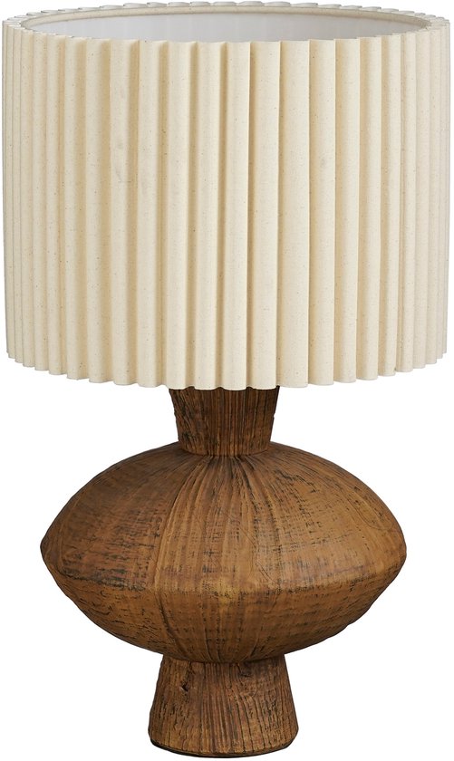 Mica Decorations Frey Tafellamp Woonkamer - Japandi Stijl - Lamp Decoratief met Lampenkap - Bureaulamp Tafellampen Woonkamer - 51 x ⌀32 cm - Bruin