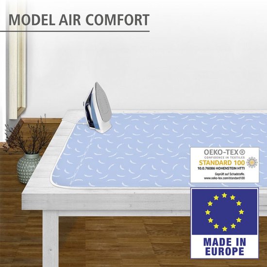 WENKO Air Comfort, Strijkijzermat, Blauw, Patroon, Katoen, 1300 mm, 650 mm