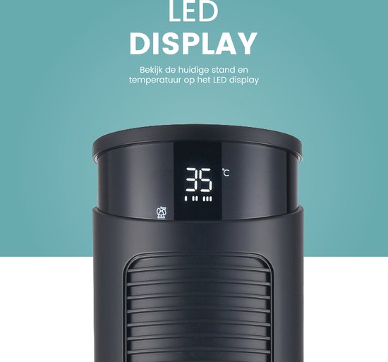 AirKing Torenventilator 117cm - Kolomventilator met Afstandsbediening - Timer - 3 Snelheidsstanden - Oscillatie & Dimbaar LED Scherm - Energiezuinig - Koelventilator voor Kamer - Zwart