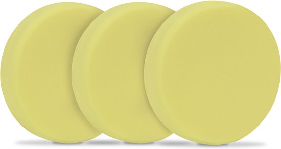 VONROC Polijstschijven/Polijst pads schuim voor polijstmachines – 125mm, 3 stuks - Geel
