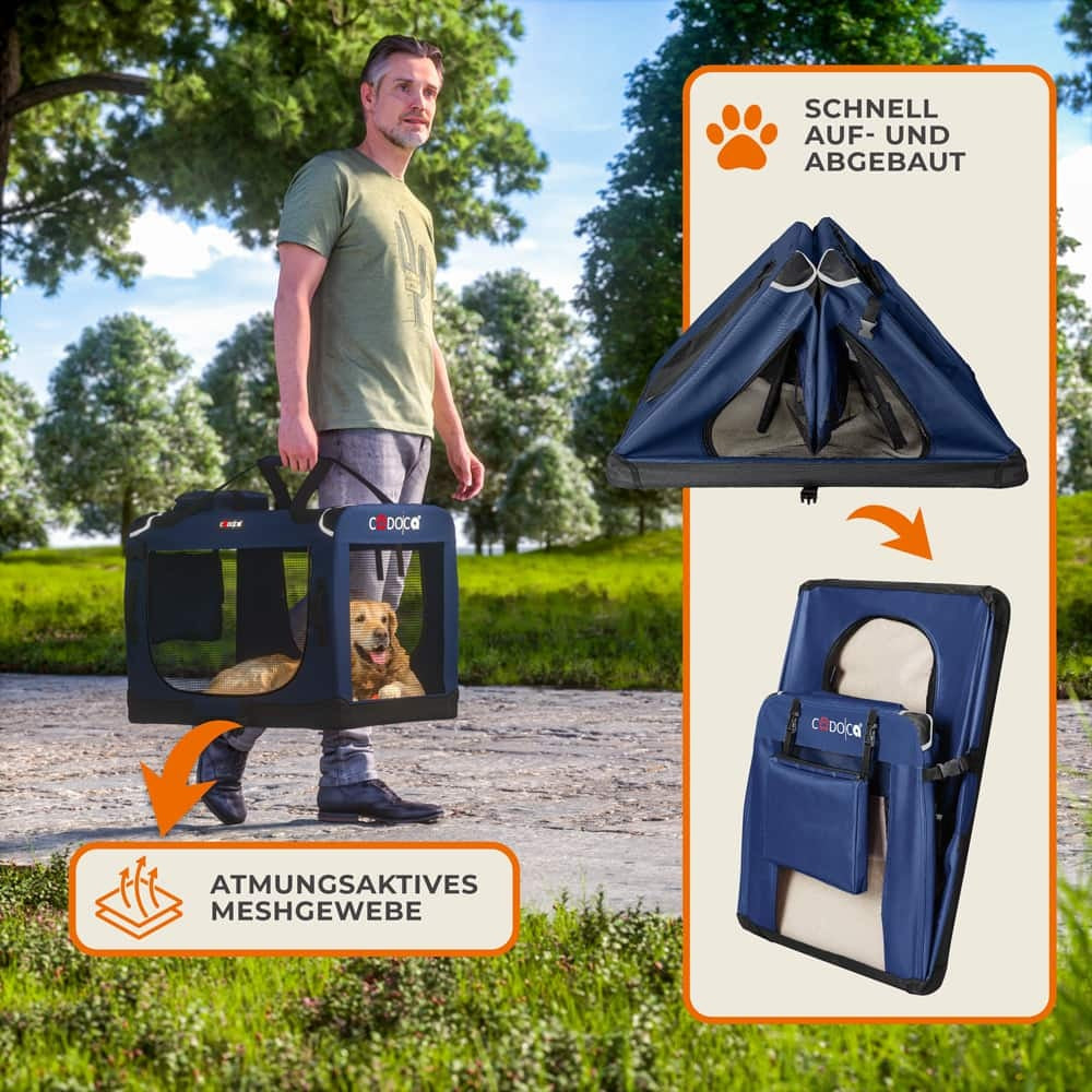 Cadoca Honden & Katten Reismand M - 60x43x45cm - Marine Blauw