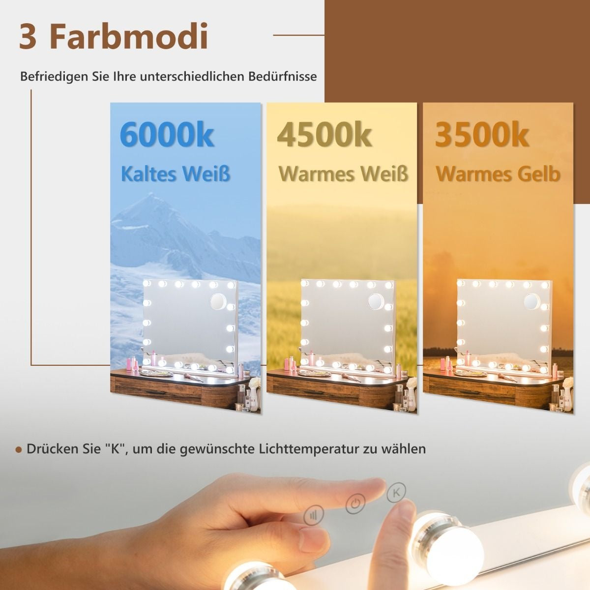 Coast Spiegel met Verlichting en Kleine Cosmeticaspiegel - 65 x 14 x 52 cm