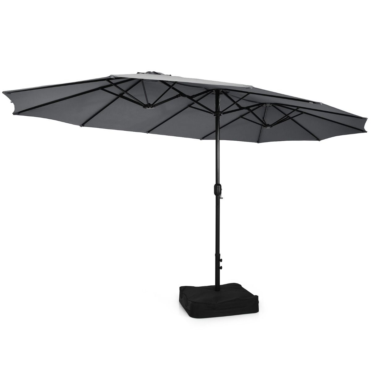 Coast Dubbele Parasol met Standaard - extra groot schaduwoppervlak - stevige metalen basis - grijs 451,5 x 264 cm