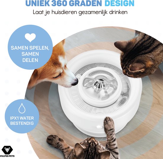 Vulpes Goods® Huisdieren - Drinkfontein voor Kat & Hond – Draadloze Kattenfontein – Waterbak en Waterfontein Kat – Oplaadbaar, Draagbaar & Draadloos - Drinkbak Hond - Anti Knoei - PRO Versie