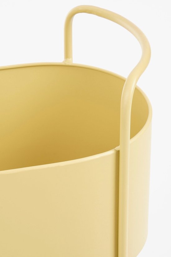 Mica Decorations Moritz Bloempot op Standaard - Plantenpot L55 x B24 x H65 cm - Plantenstandaard op IJzer - Bloempot Binnen of Buiten - Beige