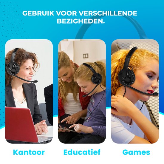 Headset met Microfoon voor Laptop en PC - Business Headset - Koptelefoon voor Video Bellen - USB