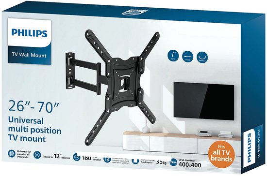 PHILIPS TV Muurbeugel SQM9232-10 - TV's van 26 tot 70 - Max. 35 KG - LED, LCD, QLED, OLED, Curved en