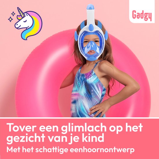 Gadgy Snorkelmasker voor kinderen - Snorkelset Unicorn - Full Face Duikmasker Kind - Duikbril met Snorkel - Snorkelen en duiken in 2024