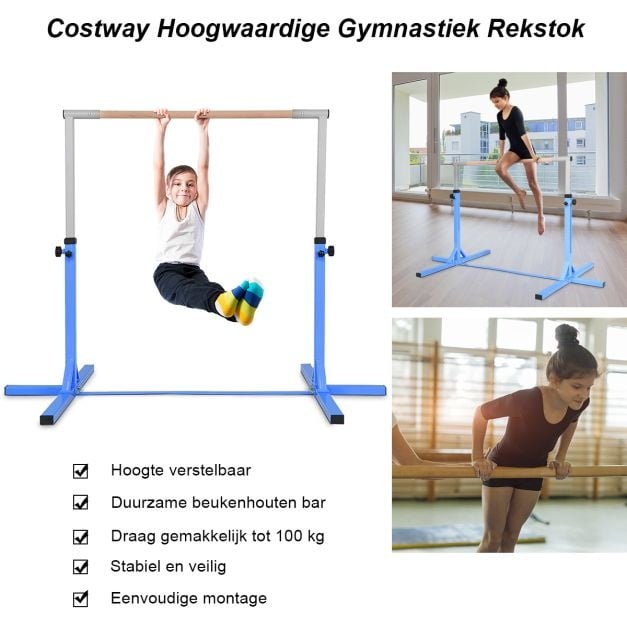Coast Gymnastiek Rekstok in Hoogte Verstelbaar - 91-150cm - Blauw