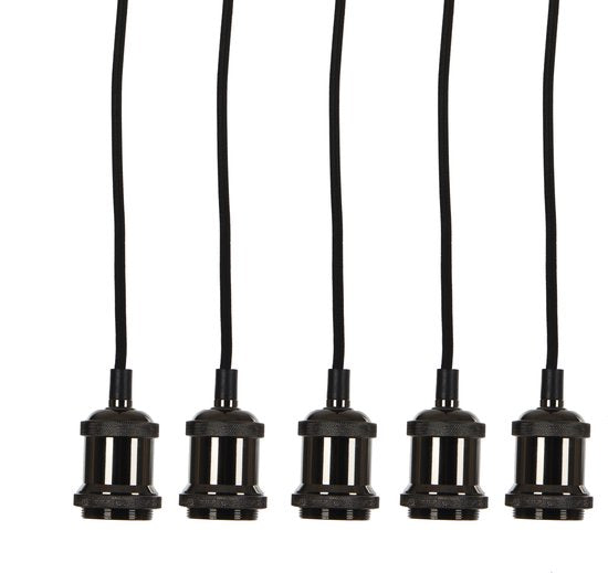 Mica Decorations Fuga Hanglamp - E27 - Set van 5 - IP20 - 150 x Ø15 cm - Zwart