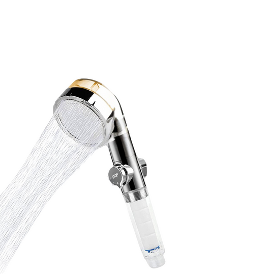 Telsell Aquadon EcoTornado - waterbesparende douchekop 2 Stuck Goud - Waterbesparende & drukverhogende douchekop - 360° draaibare handdouche - douchekop met antikalkfunctie - beschermt huid & haar