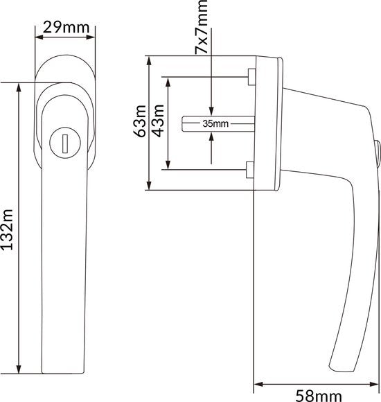 Monzana - Raamsluiting 8x - Afsluitbaar Slot Pin Lengte 35mm Zwart