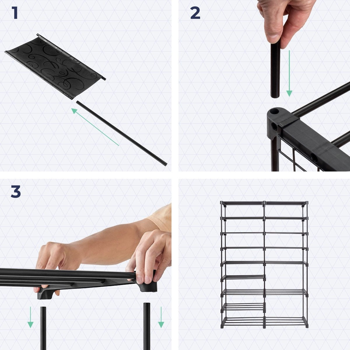LifeGoods Schoenenrek - 9 Laags - Inclusief Haakjes - Schoenenkast - Opbergsysteem 32 Paar schoenen - Metaal - Zwart