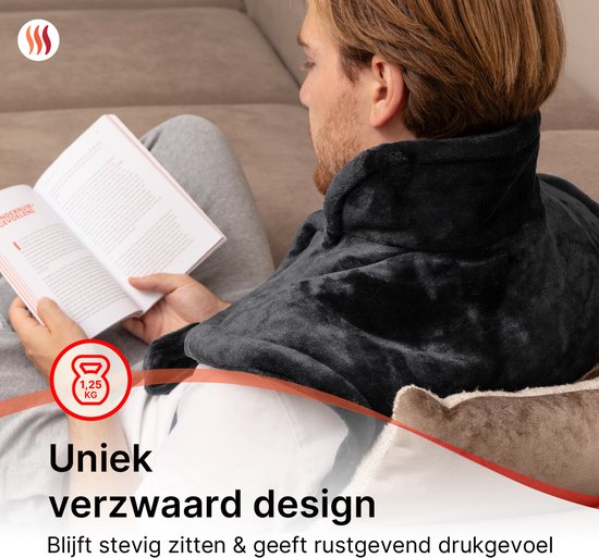 Seranova Verzwaard Elektrisch Warmtekussen voor Rug, Schouders en Nek - Heating Pad - Verwarmingskussen - 1.3KG - 100w - Grijs