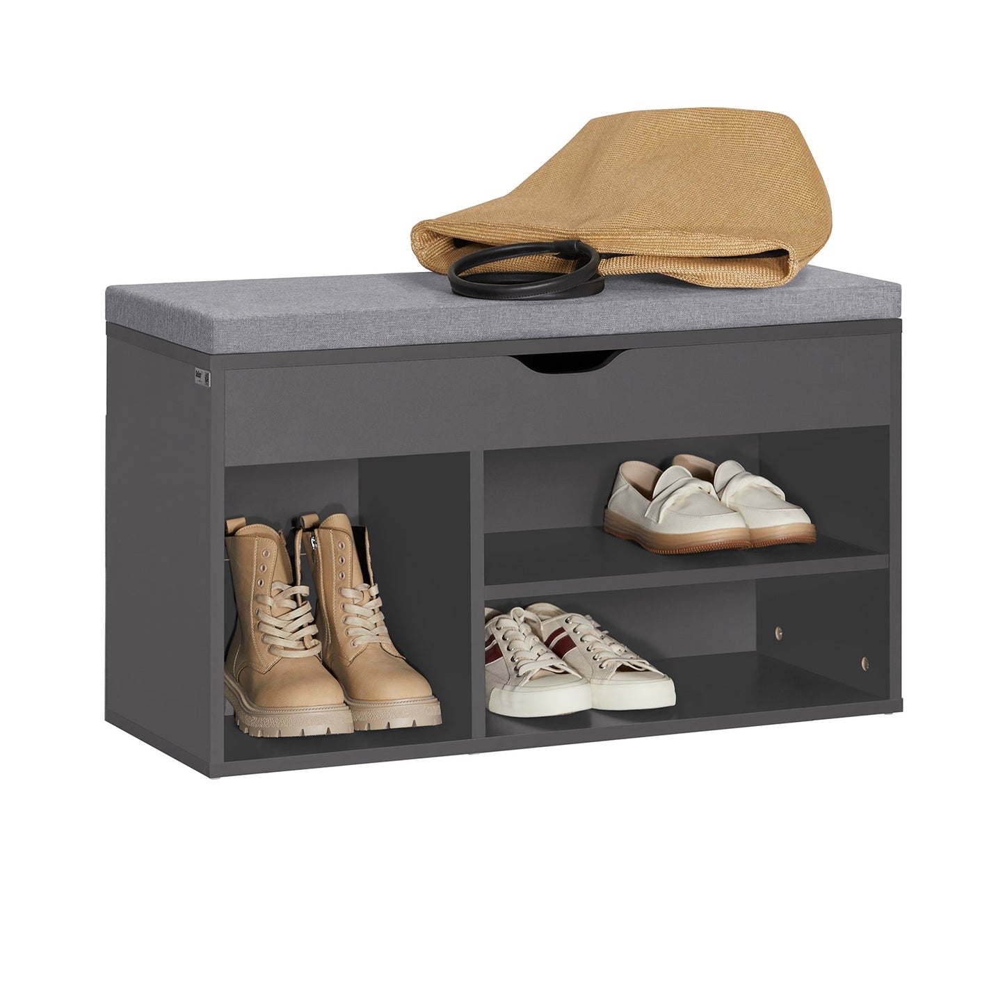 SoBuy Schoenenkast met Zitvlak - 80 x 30 x 46 cm - Zwart/ Grijs