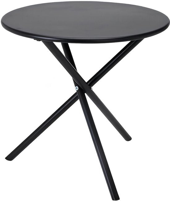 Ambiance Tuin bijzettafeltje - zwart - metaal - Dia 48 cm - Hoogte 48 cm - rond - koffietafel