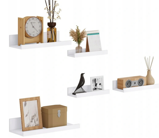 Eugad Wandplankenset van 5 Hangplanken - Wit MDF - 40 x 16 x 8 cm - Moderne Wandplanken voor Woonkamer, Slaapkamer, Keuken en Hal