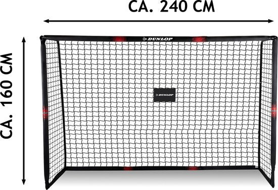 Dunlop Voetbaldoel 240 x 160 x 85 cm – Stevig Metaal – Veilig en Snel Op te Zetten – Voor Kinderen en Volwassenen - Zwart