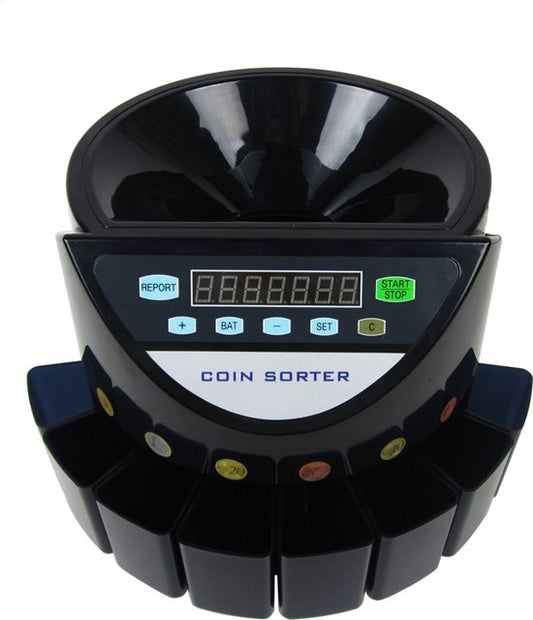 Truskore® - Geldtelmachine - Munttelmachine - Zwart - Muntsorteerder - Incl. Grats Opberg- en Stofhoes - Coin counting B9001