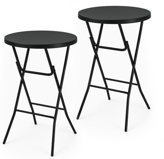 Brixy 2x Stevige Zwarte Statafels - Partytafel - Robuust en Weersbestendig - Inklapbaar - 80cm x 110cm - Feest