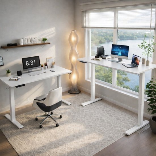 Bayt Zit Sta Bureau - Elektrisch Bureau - In Hoogte Verstelbaar Bureau - 120 x 60 cm - Wit