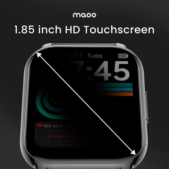 Maoo Amplify 2 Smartwatch – Bluetooth Belfunctie – WhatsApp Notificaties – Hartslag & Slaaptracker – Zwart – Android & iOS