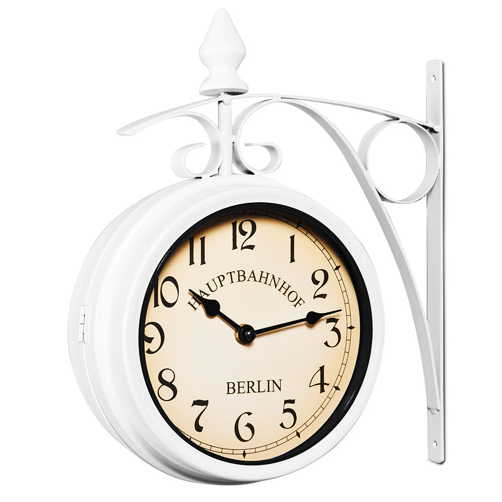 Monzana Retrostyle Stationsklok/ Klok - 29 x 9,5 x 32,5 cm -Wit