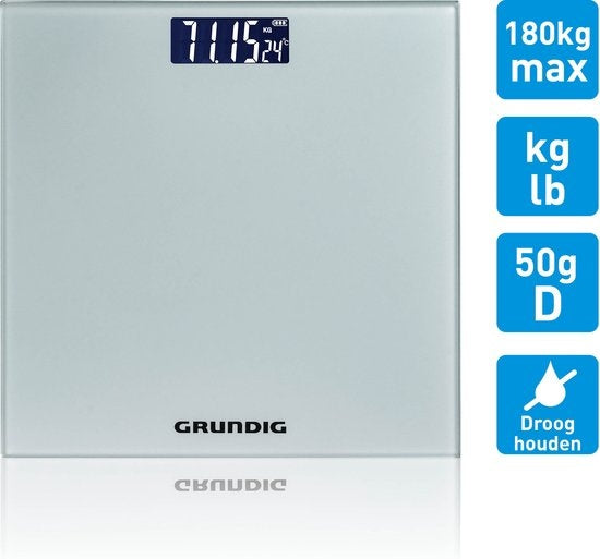 Grundig Weegschaal - Digitale Personenweegschaal - Van 2 kg tot 180 Kg - Grijs
