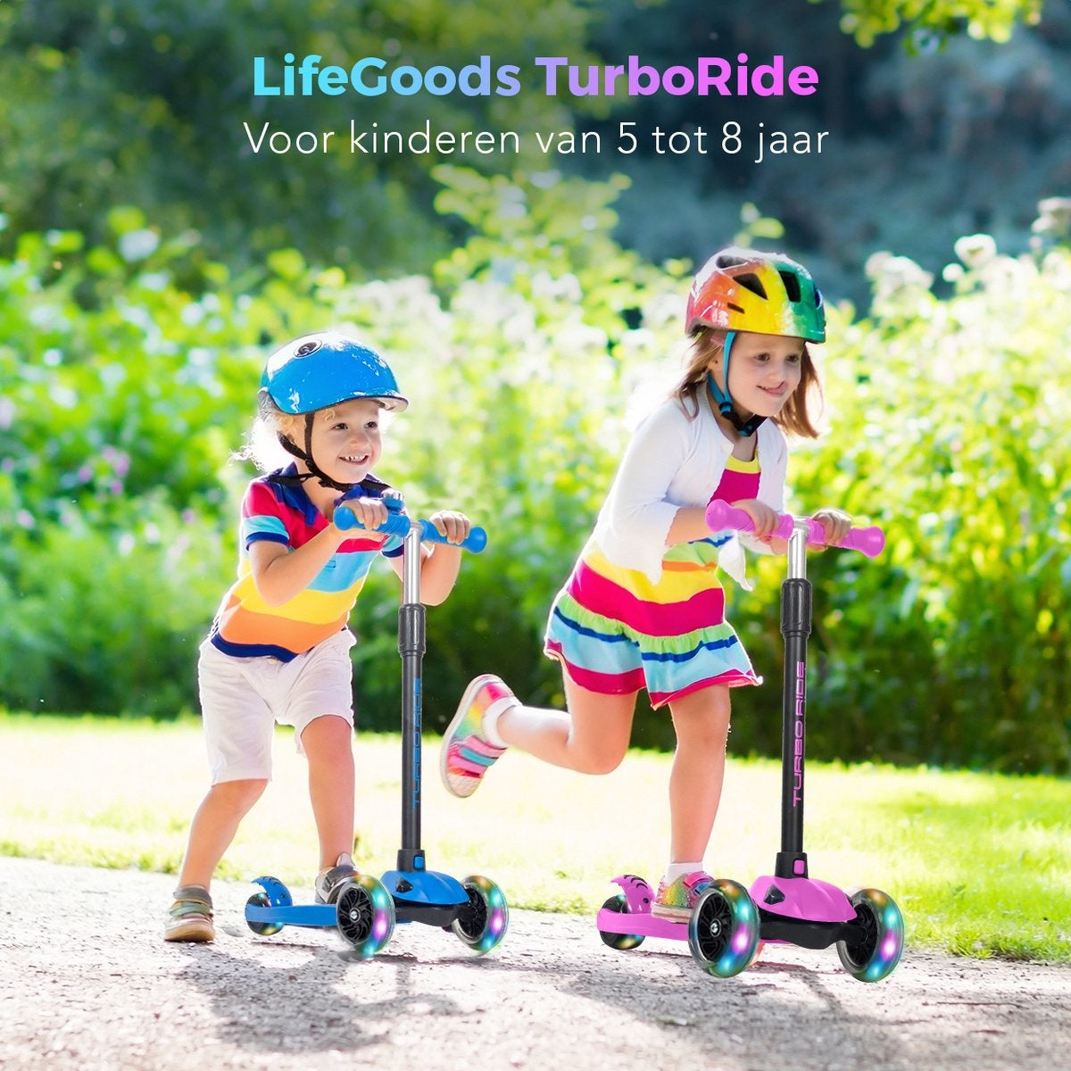 LifeGoods TurboRide Kinderstep - Step 5-8 Jaar - 3 Lichtgevende Wielen - Jongens/Meisjes - Roze