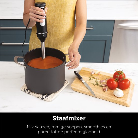 Ninja 3-in-1 Multifunctionele Mixer Set - Staafmixer - Handmixer - Hakmolen - 850 Watt - 700 ml - RVS - CI100EU