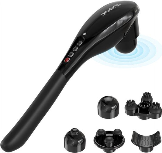 Auronic Massage Apparaat - Nek en Rug - Draadloos - 5 Opzetstukken - Zwart/Grijs