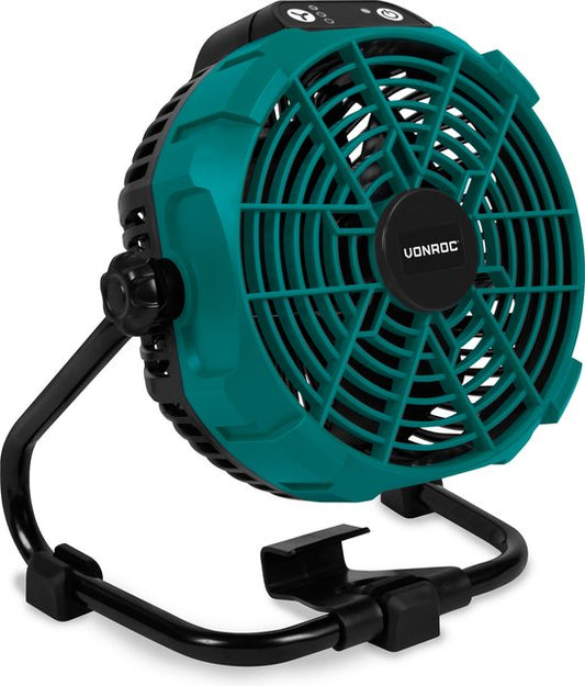 VONROC Ventilator 20V - voor draadloos en bedraad gebruik - Incl. netstroom adapter - Zonder accu & lader