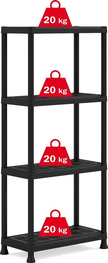 Keter Stellingkast Plus 60/4 - Opbergrek met 4 planken - 60x30x135cm - Zwart