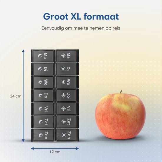 SafeLife XL medicijndoosje 7 dagen met ochtend / avond vakken - Nederlands - pillendoos - grote vakken - pillendoos 7 dagen
