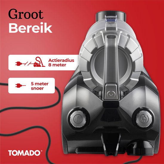 Tomado TVC2001B - Stofzuiger zonder stofzak - 2 liter - Zakloos - HEPA 12 filter - Lichtgewicht - Zwart