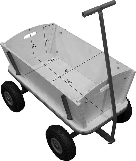 Sunny Billy Beach Wagon Bolderkar Rood - Blank hout - Bolderwagen met luchtbanden - 94x61x97cm
